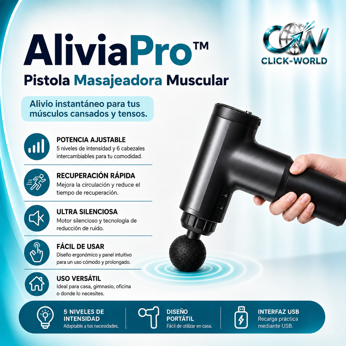 AliviaPro™ | Pistola Masajeadora Muscular