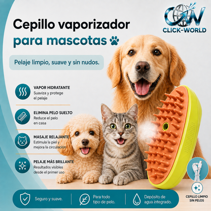 CLICK WORLD PET™ | Cepillo a vapor mascota