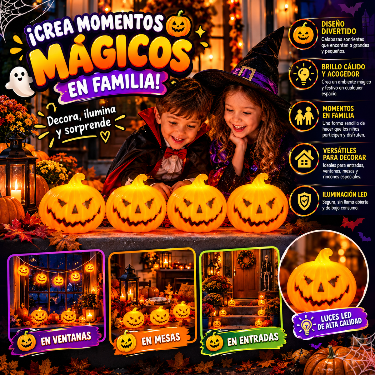 Luz LED de Calabaza Halloween